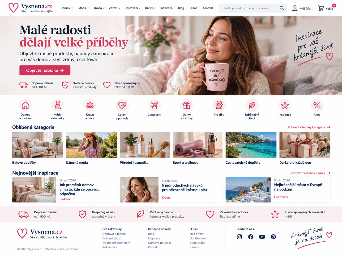 Ilustrační návrh lifestylového portálu Vysnena.cz